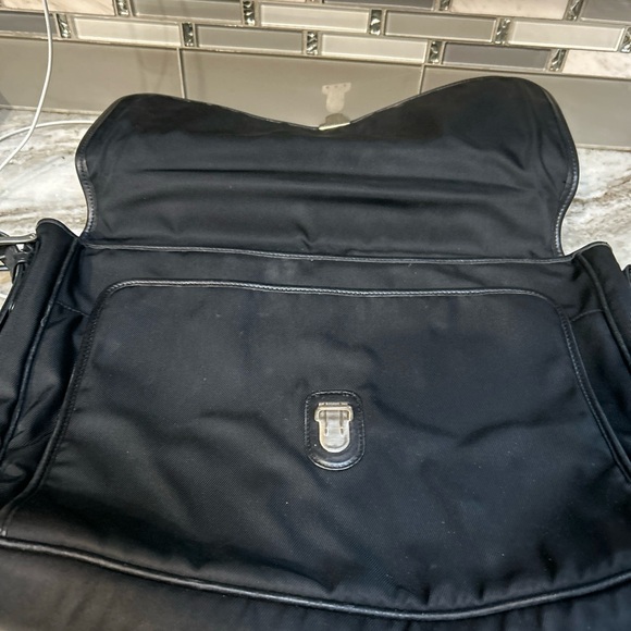 COACH MENS MESSENGER BRIEFCASE LAPTOP BAG BLACL LEATHER/Nylon trim 17x12 - Picture 4 of 12